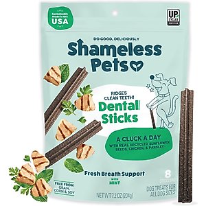 Shameless Pets Dental Sticks Chicken & Mint Dog Treats, 8 count