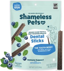 Shameless Pets Blueberry & Mint Dental Dog Treats, 8 count