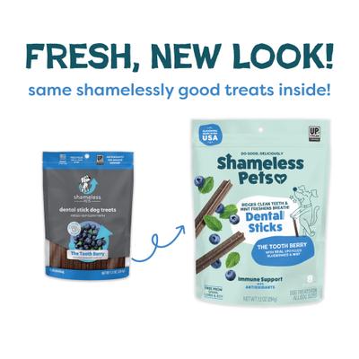 Show full view: Shameless Pets Blueberry & Mint Dental Dog Treats, 8 count slide 3 of 11