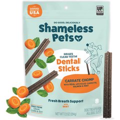 Shameless Pets Dental Sticks Carrot and Mint Dog Treats, 8 Count