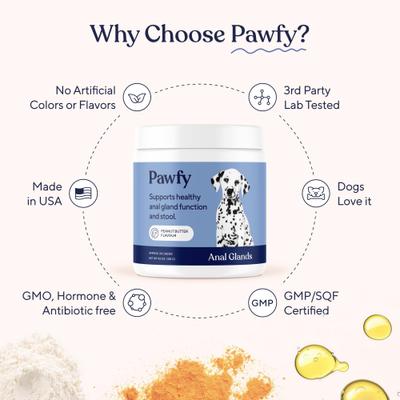 Show full view: Pawfy Anal Gland Peanut Butter Flavored Supplement for Dogs, 30 count slide 7 of 9