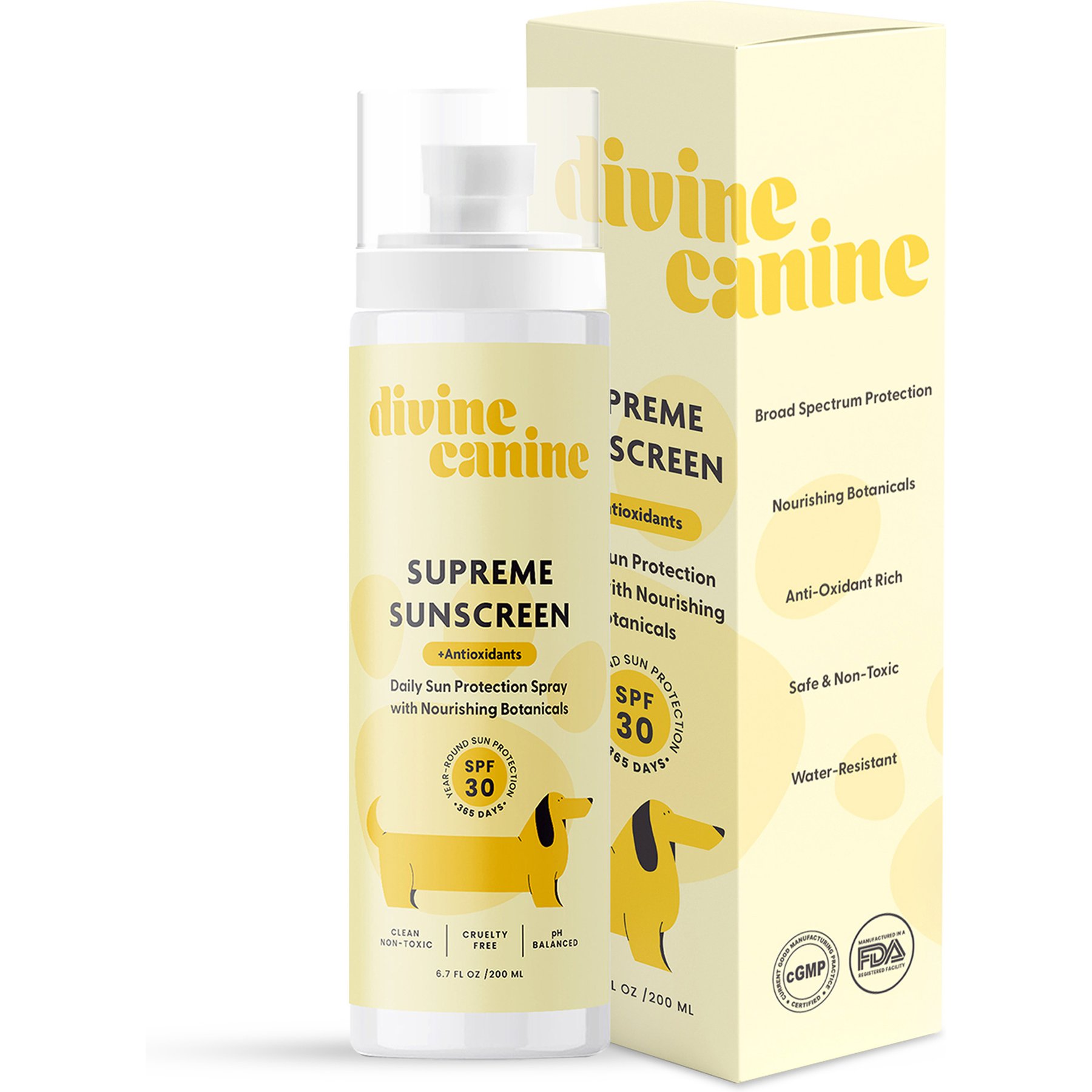 Divine Canine Daily Supreme + Antioxidants SPF 30 Dog Sunscreen, 6.7-fl oz spray