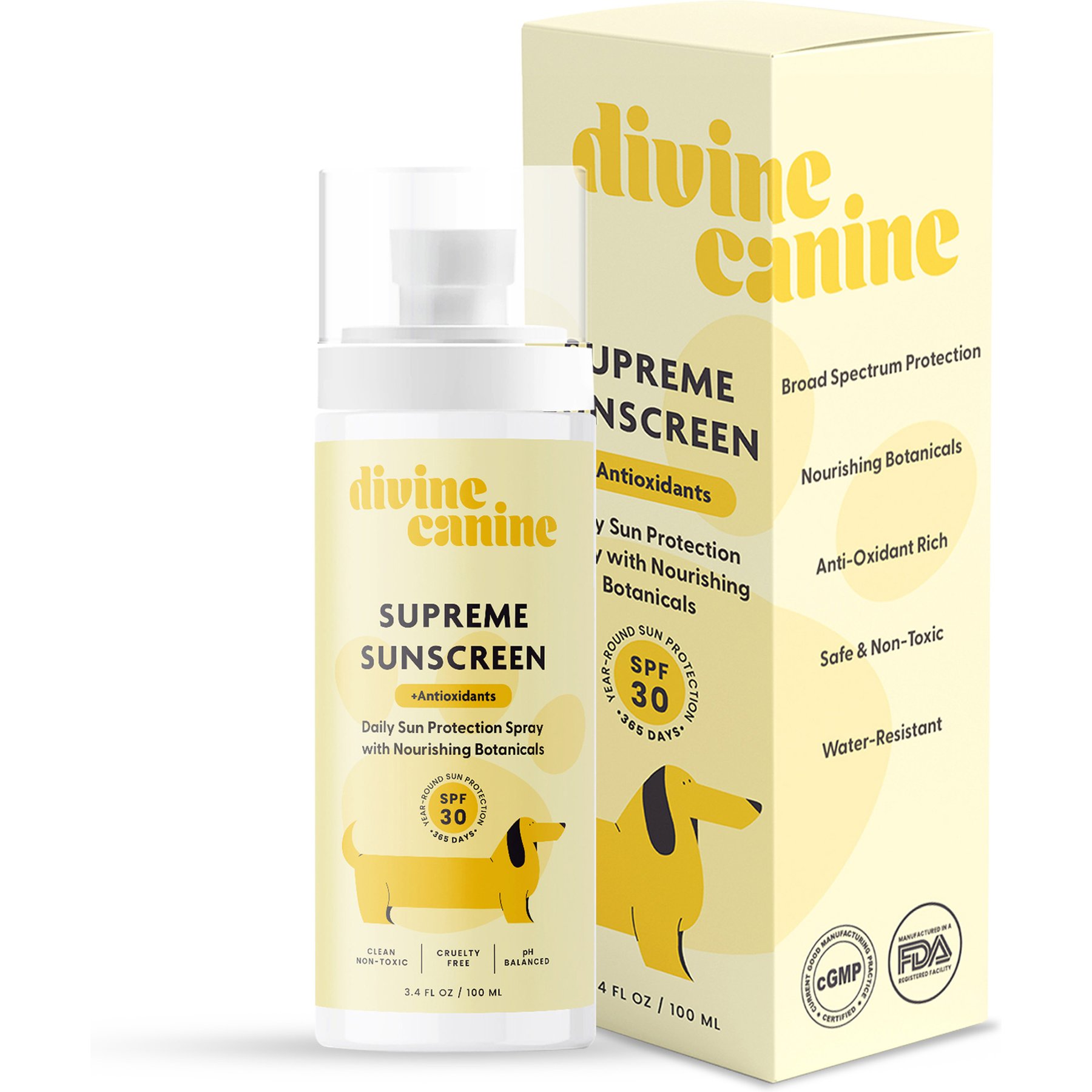 Divine Canine Daily Supreme + Antioxidants SPF 30 Dog Sunscreen, 3.4-fl oz spray