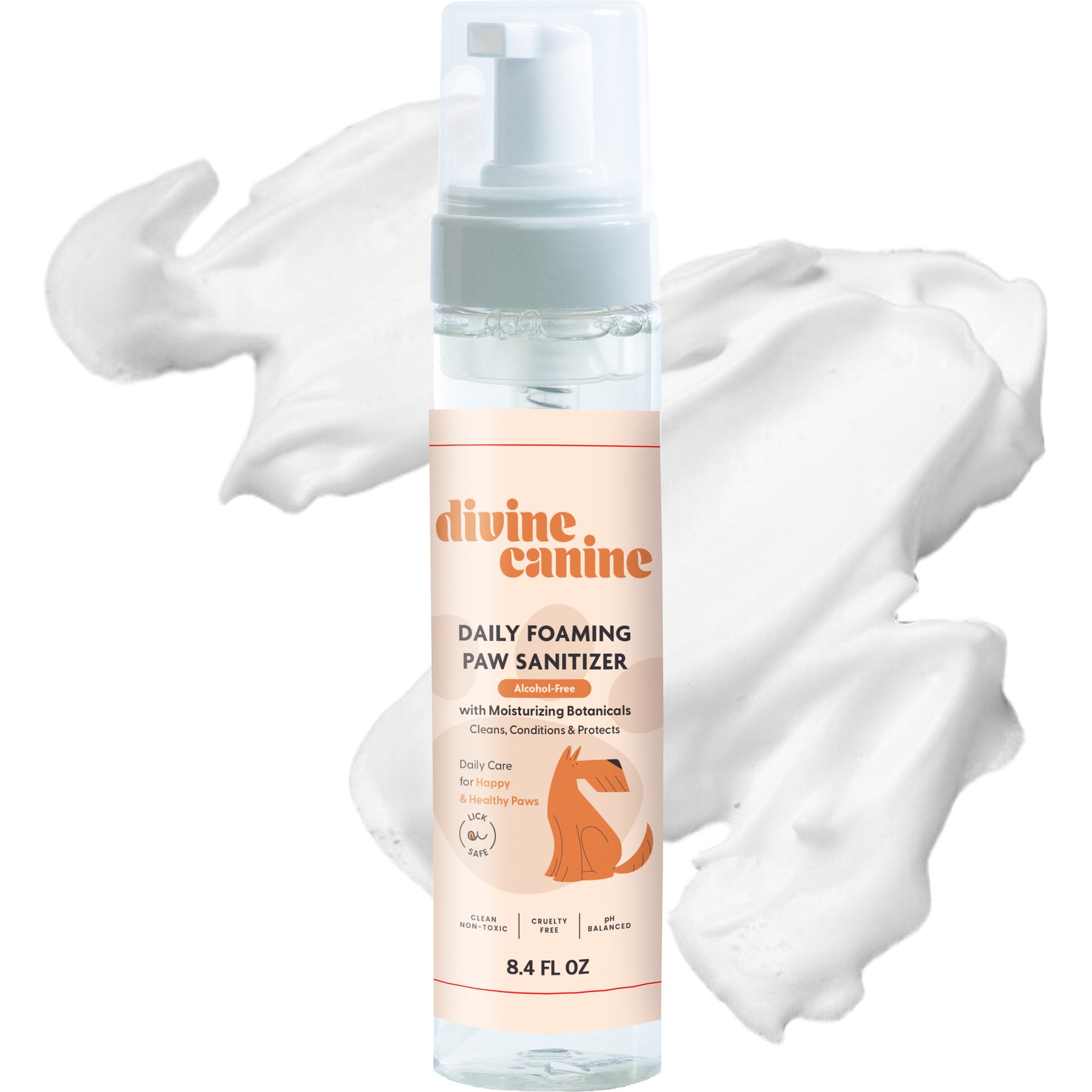 Divine Canine Lick-Safe Daily Foaming Dog Paw Sanitizer, 8.4-oz bottle