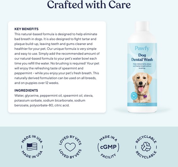 Pawfy Dog Dental Wash, 8-fl oz bottle
