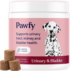 Pawfy Bacon Flavored Urinary & Bladder Soft Chew Supplement for Dogs, 30 count