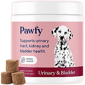 Pawfy Bacon Flavored Urinary & Bladder Soft Chew Supplement for Dogs, 30 count