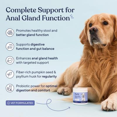 Show full view: Pawfy Anal Gland Peanut Butter Flavored Supplement for Dogs, 30 count slide 3 of 9