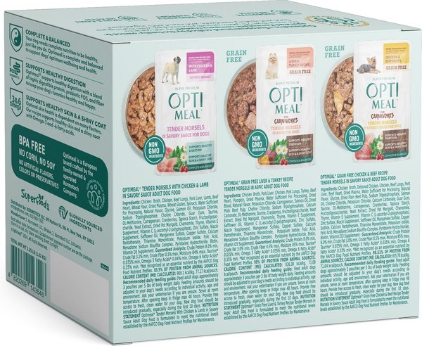 Optimeal Small Breed Variety Pack Non-GMO Wet Dog Food, 3-oz pouch, case of 12