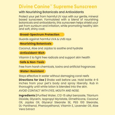 Show full view: Divine Canine Daily Supreme + Antioxidants SPF 30 Dog Sunscreen, 3.4-fl oz spray slide 7 of 9
