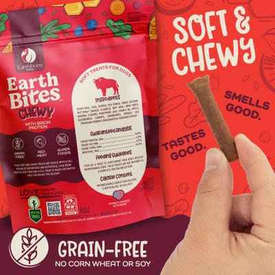 Show full view: Earthborn Holistic Earthbites Bison Flavored Grain-Free Soft & Chewy Dog Treats, 7-oz bag slide 3 of 8