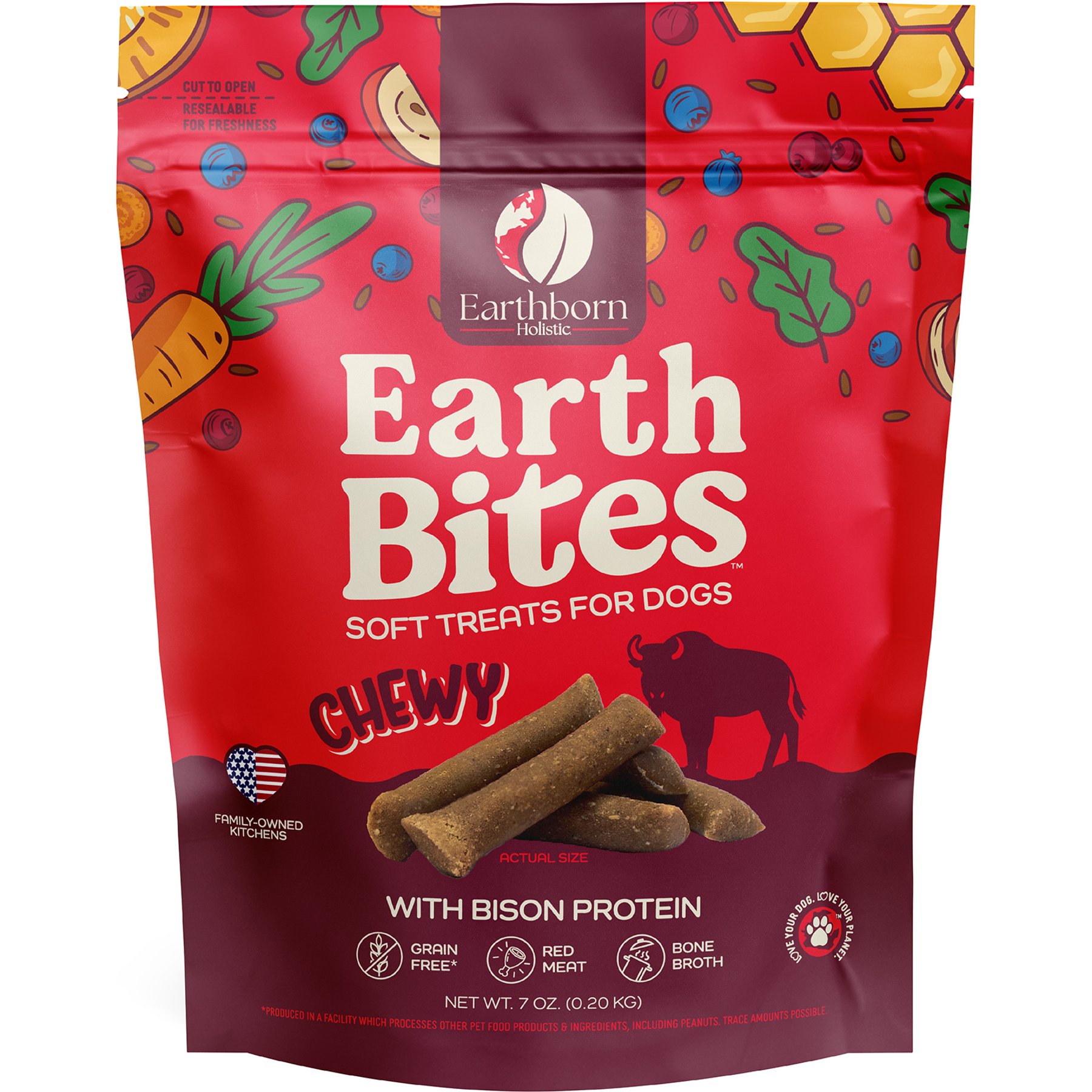 Earthborn Holistic Earthbites Bison Flavored Grain-Free Soft & Chewy Dog Treats, 7-oz bag