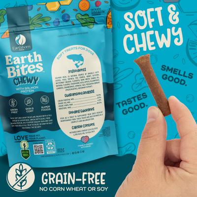 Show full view: Earthborn Holistic Earthbites Salmon Flavored Grain-Free Soft & Chewy Dog Treats, 7-oz bag slide 3 of 6