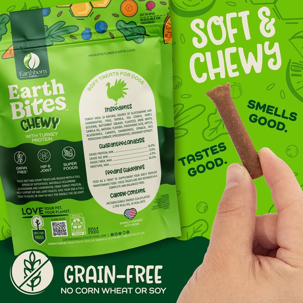 Earthborn Holistic EarthBites Skin & Coat Natural Moist Grain-Free Treats for Dogs