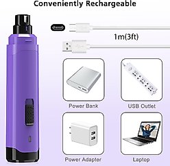 PATPET Steel Grit Dog & Cat Nail Grinder, Purple slide 2 of 6