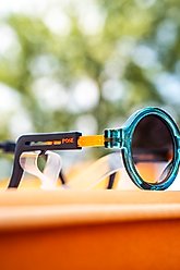 POSE PETS Solid Dog Sunglasses, Transparent Blue/Solid Blue, Small