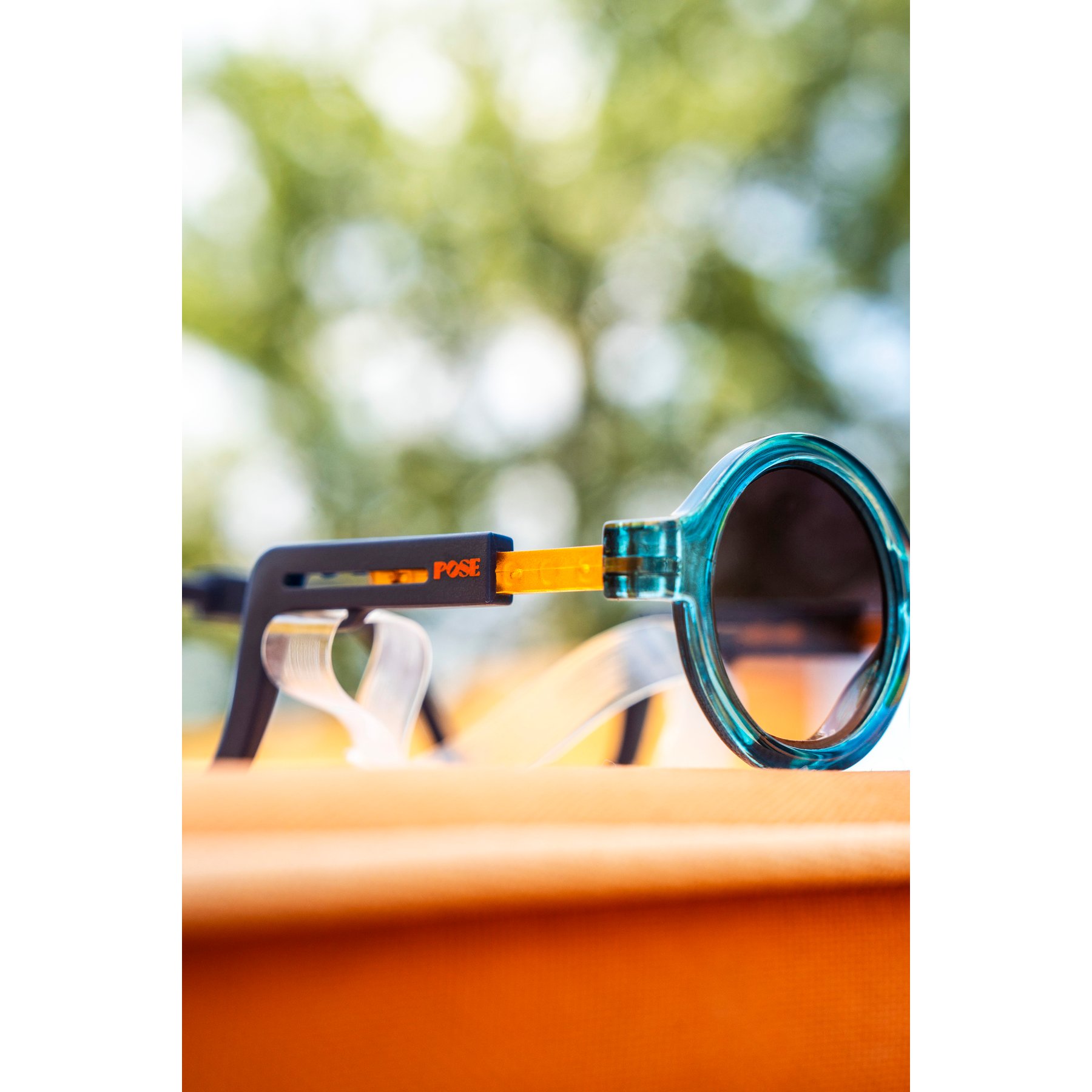 POSE PETS Solid Dog Sunglasses, Transparent Blue/Solid Blue, Medium