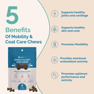 Show full view: Prana Pets Mobility & Coat Care Chews Joint Supplement for Dogs, 90 count bag slide 3 of 10