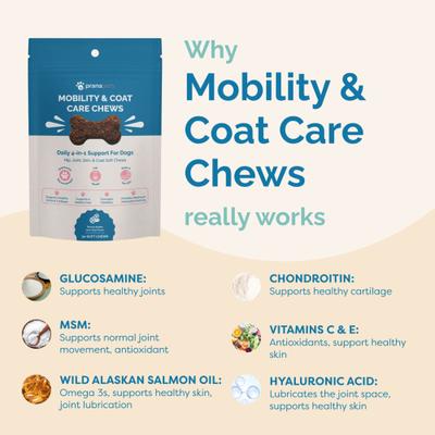 Show full view: Prana Pets Mobility & Coat Care Chews Joint Supplement for Dogs, 90 count bag slide 5 of 10