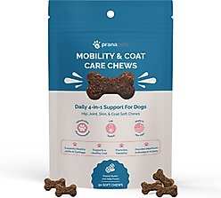 Prana Pets Mobility & Coat Care Chews Joint Supplement for Dogs, 90 count bag