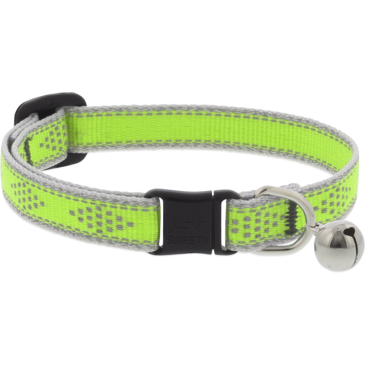 LupinePet Reflective Breakaway Buckle Safety Cat Collar with Bell, Green Diamond