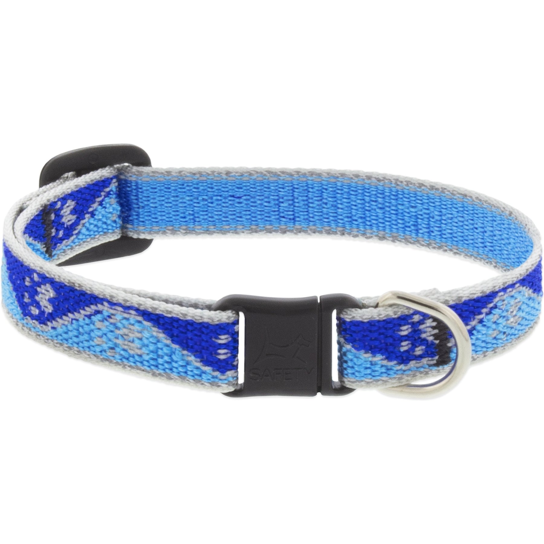 LupinePet Reflective Breakaway Buckle Safety Cat Collar, Blue Paws