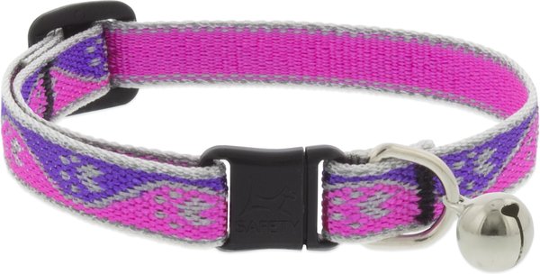 Show full view: LupinePet Reflective Paws Breakaway Buckle Safety Cat Collar with Bell, Pink Paws slide 1 of 3