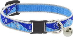 LupinePet Reflective Paws Breakaway Buckle Safety Cat Collar with Bell, Blue Paws