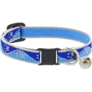 LupinePet Reflective Paws Breakaway Buckle Safety Cat Collar with Bell, Blue Paws