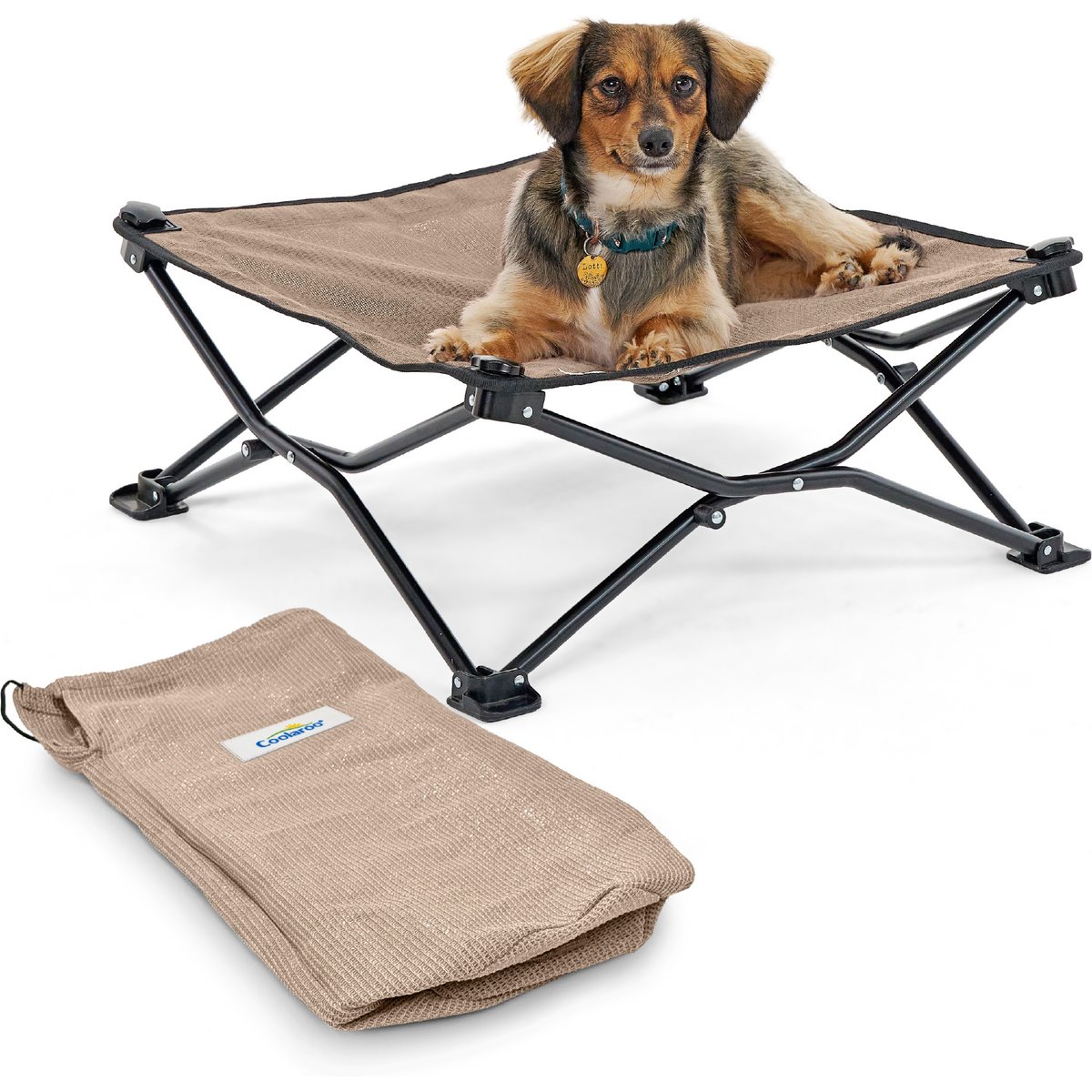 Coolaroo On The Go Cooling Elevated Dog Bed, Great Sandy Beige, Small
