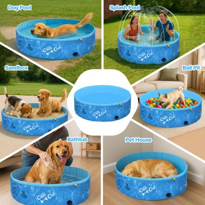 Show full view: allforpaws Chill Out Sprinking 2-in-1 Dog Swimming Pool, Blue, Large slide 6 of 9