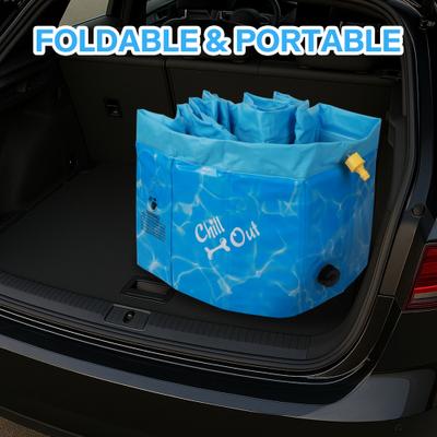 Show full view: allforpaws Chill Out Sprinking 2-in-1 Dog Swimming Pool, Blue, Medium slide 4 of 10