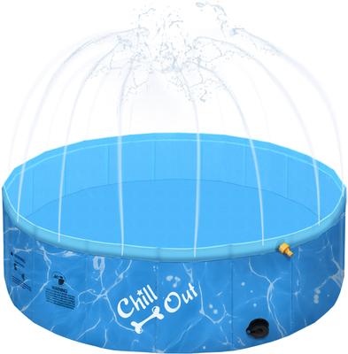 Show full view: allforpaws Chill Out Sprinking 2-in-1 Dog Swimming Pool, Blue, Medium slide 7 of 10