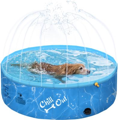 Show full view: allforpaws Chill Out Sprinking 2-in-1 Dog Swimming Pool, Blue, Medium slide 2 of 10