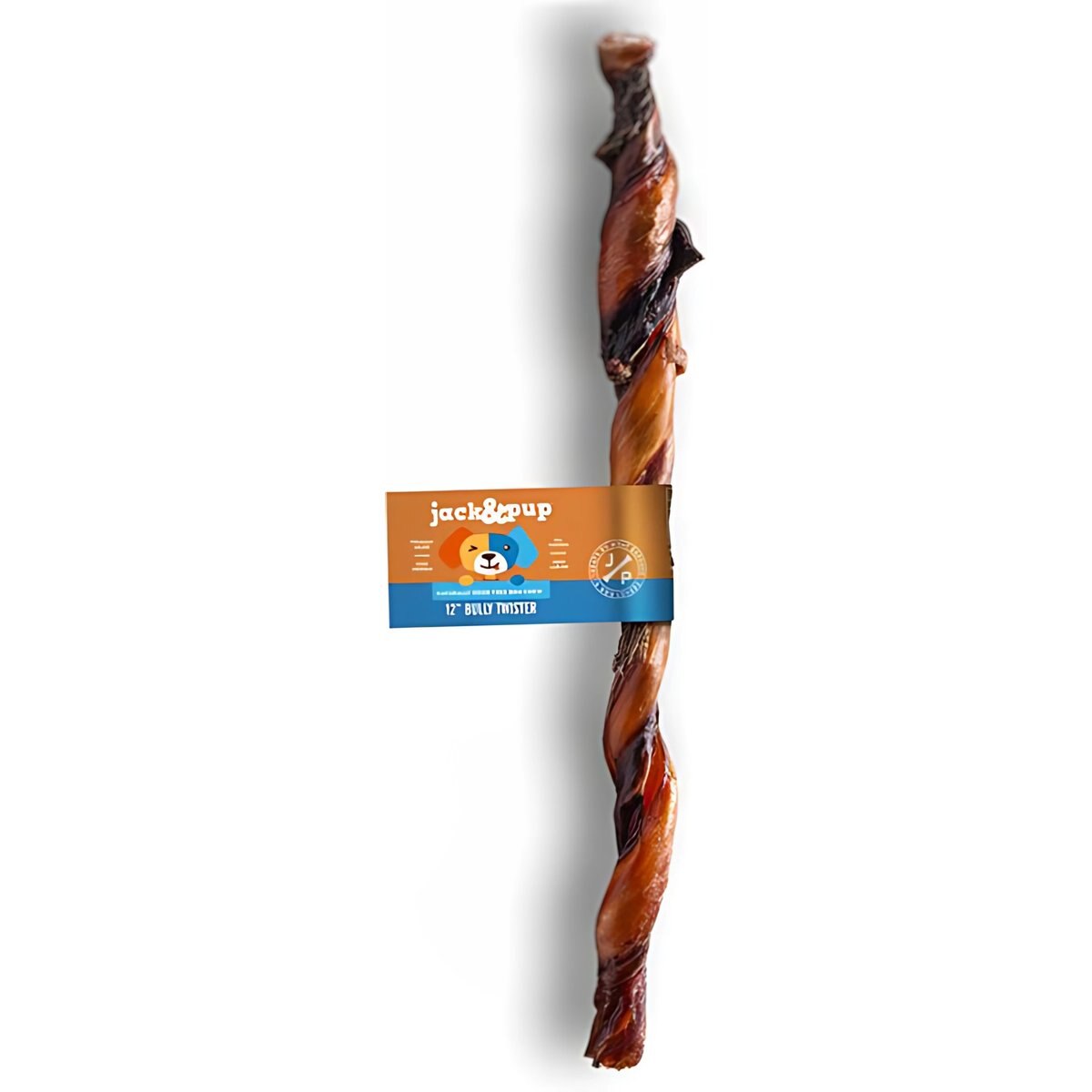 Jack & Pup Odor-Free Twisted Beef Bully Stick 12-in Dog Chew
