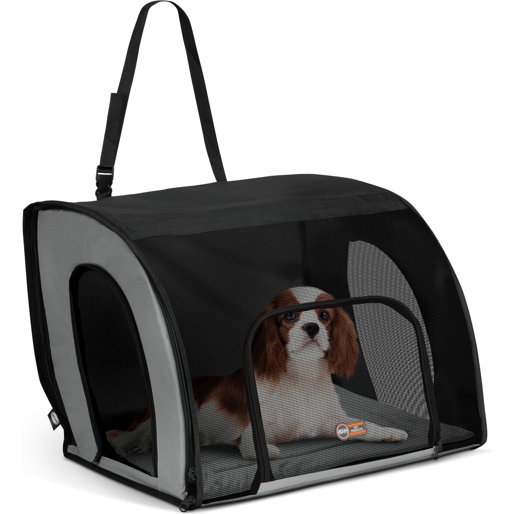 K&H Pet Products Travel Safety Pet Carrier, Gray/Black, Medium
