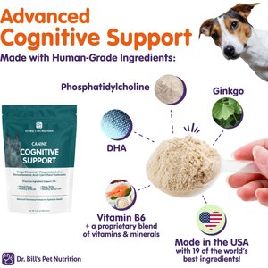Dr. Bill's Pet Nutrition Canine Cognitive Support Brain & Nervous System Senior Dog Supplement Powder, 180-gm pouch