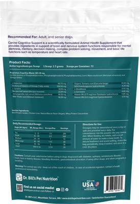 Show full view: Dr. Bill's Pet Nutrition Canine Cognitive Support Brain & Nervous System Senior Dog Supplement Powder, 180-gm pouch slide 7 of 12