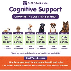 Dr. Bill's Pet Nutrition Canine Cognitive Support Brain & Nervous System Senior Dog Supplement Powder, 180-gm pouch