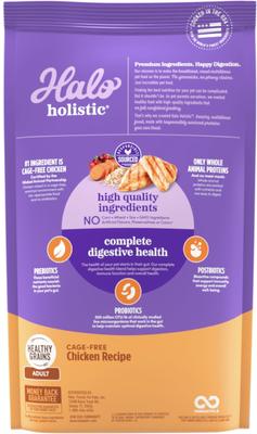 Show full view: Halo Holistic Cage-free Chicken Recipe Complete Digestive Health Adult Dry Cat Food, 10-lb bag slide 3 of 12