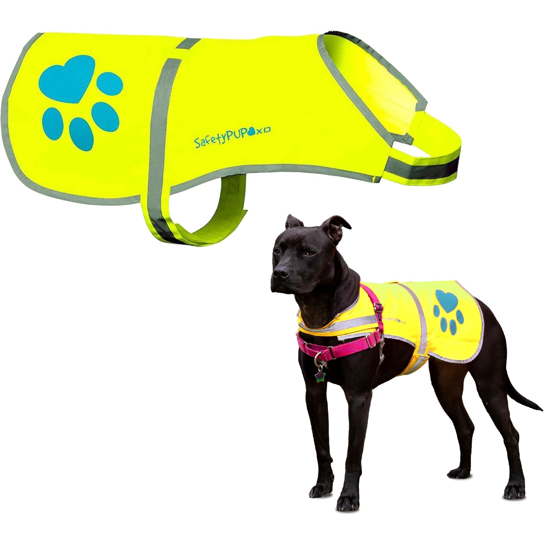 SafetyPUP XD Urban Reflective Dog Vest, Yellow, Medium