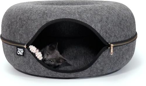 Show full view: Travel Cat Donut Cat Hideaway Cave & Scratcher Cat Bed, Grey slide 7 of 11