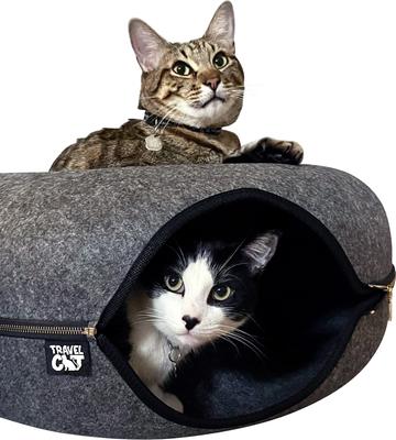 Show full view: Travel Cat Donut Cat Hideaway Cave & Scratcher Cat Bed, Grey slide 5 of 11