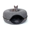 Travel Cat Donut Cat Hideaway Cave & Scratcher Cat Bed, Grey