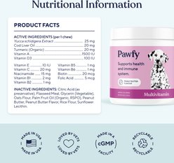 Pawfy Multivitamin Peanut Butter Flavor Supplement for Dogs, 30 count slide 2 of 7