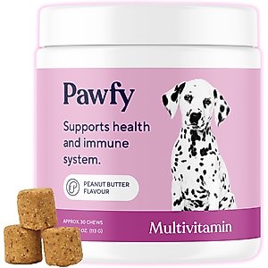 Pawfy Multivitamin Peanut Butter Flavor Supplement for Dogs, 30 count