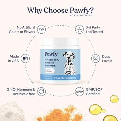 Show full view: Pawfy Pain Management Bacon Flavor Chews Dog Supplement, 30 count slide 7 of 9