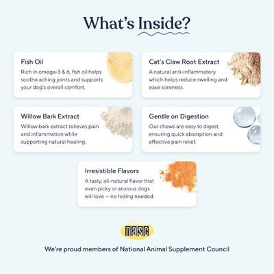 Show full view: Pawfy Pain Management Bacon Flavor Chews Dog Supplement, 30 count slide 4 of 9