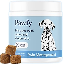 Pawfy Pain Management Bacon Flavor Chews Dog Supplement, 30 count