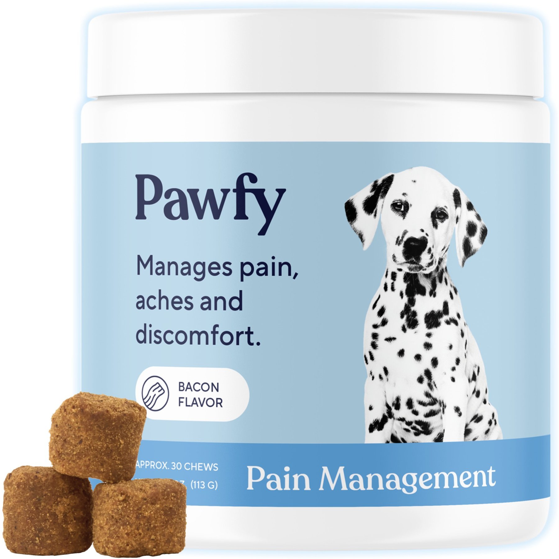Pawfy Pain Management Bacon Flavor Chews Dog Supplement, 90 count bundle
